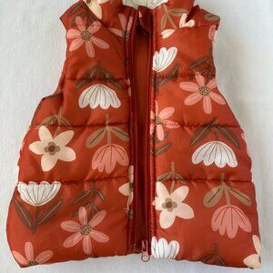 Toddler Girls Just Lizzy Floral Zip Up Puffer Vest with Sherpa Collar Size 2T